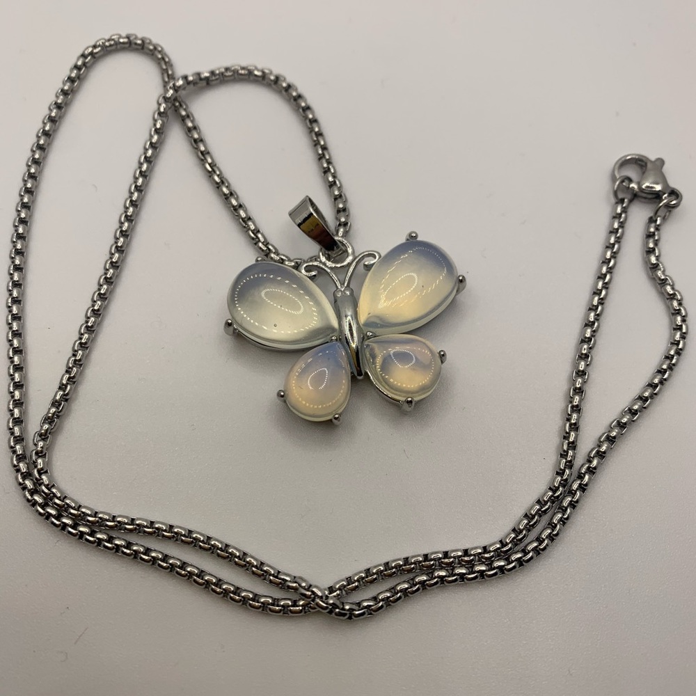Opalite Butterfly Necklace Opalite Pendant Mothers Day Necklace Gift For Mom